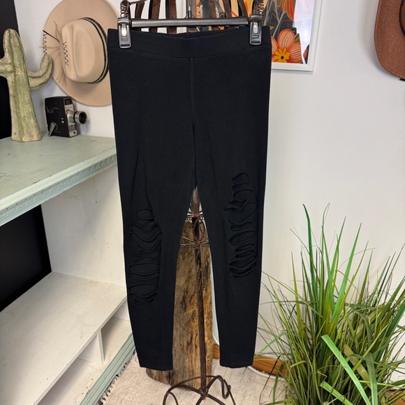 Express | black ripped leggings | S - Picture 1 of 4